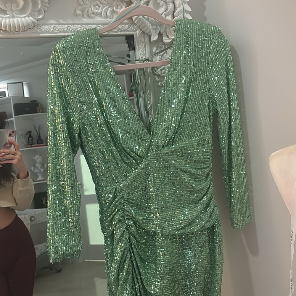 Mint Green Sequins Dress - Picture 7 of 8